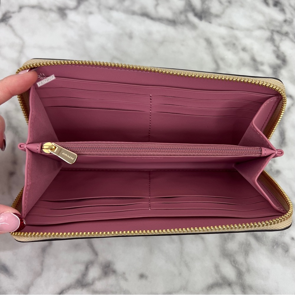 Coach Rose Prairie Signature Large Accordion Zip Wallet - Picture 8 of 10